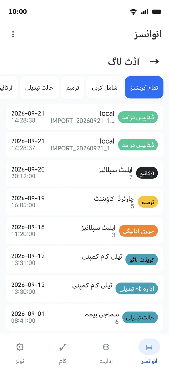 لاگ: ہر عمل اپنی قسم، ادارے اور وقت کے ساتھ